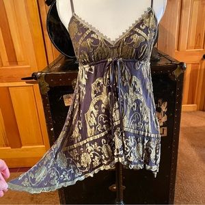 Hale Bob Boho Silk Burnout Velvet Floral Camisole Size Small